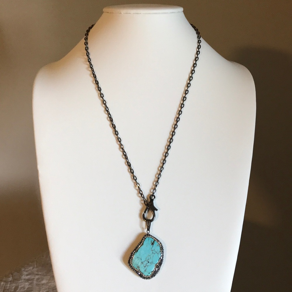 Handmade necklace with turquoise pendant